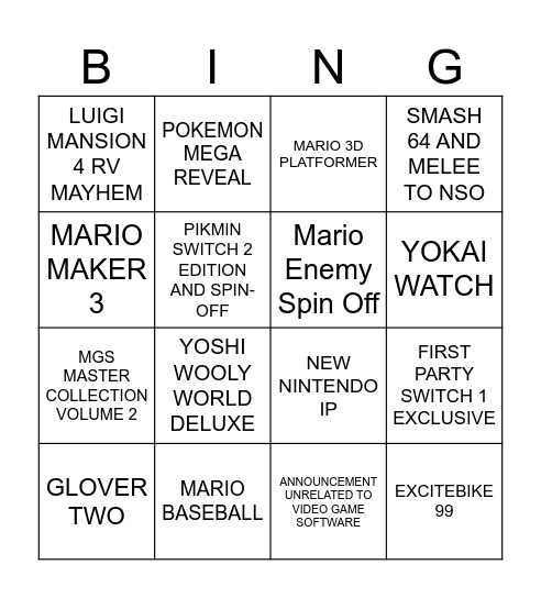Untitled Bingo Card
