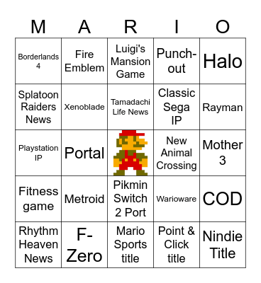 Nintendo Fall Direct Bingo Card