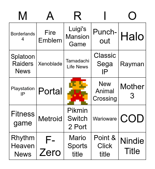 Nintendo Fall Direct Bingo Card