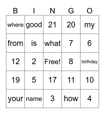 Bingo Card