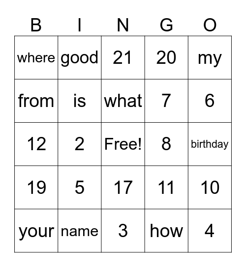 Bingo Card
