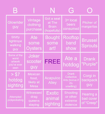 Supercrawl!!! Bingo Card