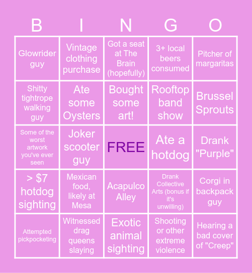 Supercrawl!!! Bingo Card