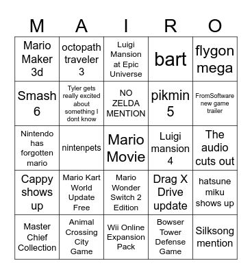 9/12/25 Direct Bingo Card