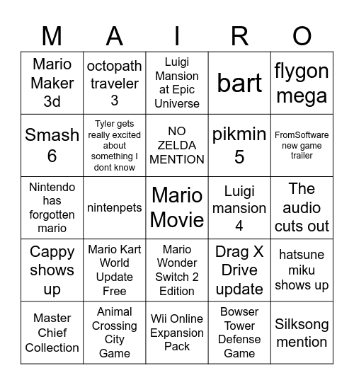 9/12/25 Direct Bingo Card