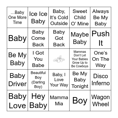 Rock-A-Bye Bingo Card