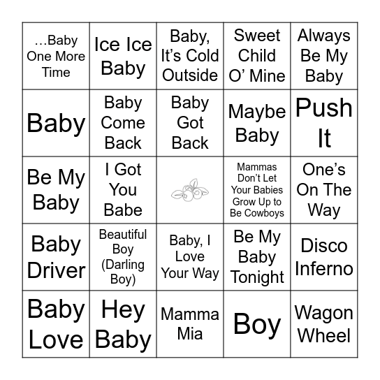 Rock-A-Bye Bingo Card