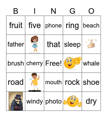 Phonics and Grammar Bingo Card