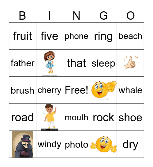 Phonics and Grammar Bingo Card