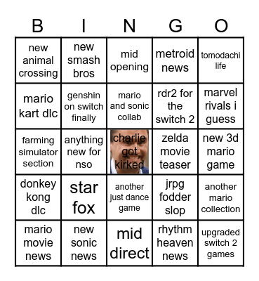 nintendo direct predictions Bingo Card