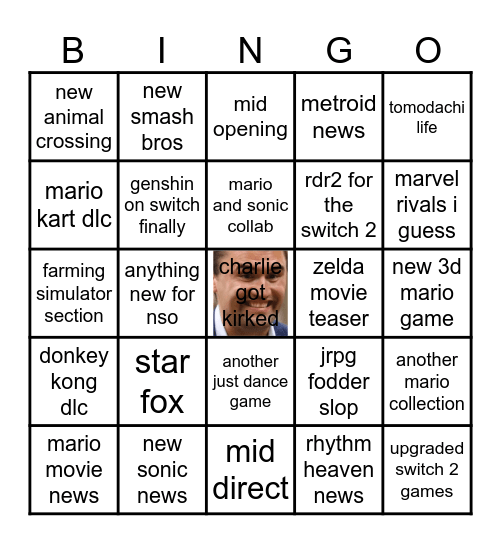 nintendo direct predictions Bingo Card