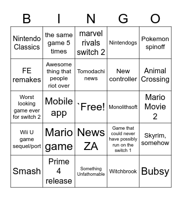 9/12 Direct Bingo Card