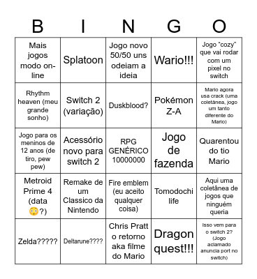DIRECT (o que eu espero, talvez eu quebre a cara) Bingo Card