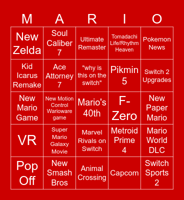 Nintendo's LONGEST Direct Bingo Card