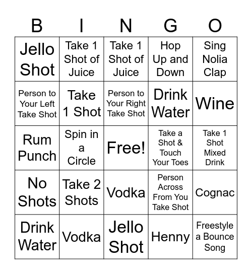 Tasha's Drunken Birthday Bingo Card
