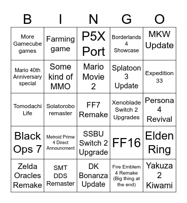 Switch Direct Bingo Card