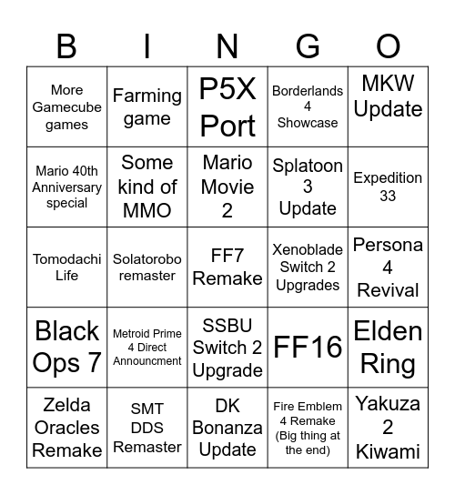 Switch Direct Bingo Card