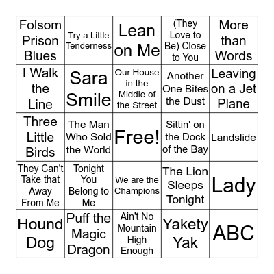 Music Bingo Card