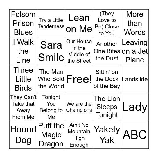 Music Bingo Card