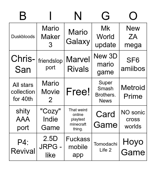 9.12.25 Direct Bingo Card