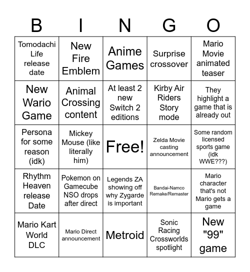 Untitled Bingo Card