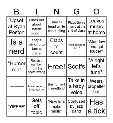 Intern Bingo (Jazz Band) Bingo Card