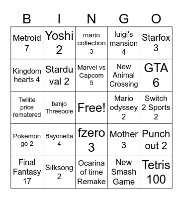 Untitled Bingo Card