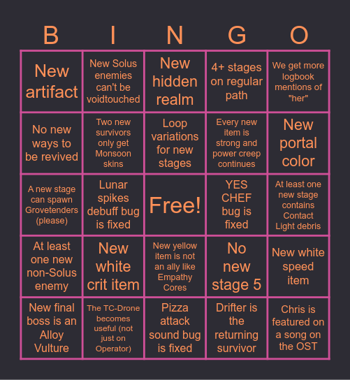 Alloyed Collective Bingo Card