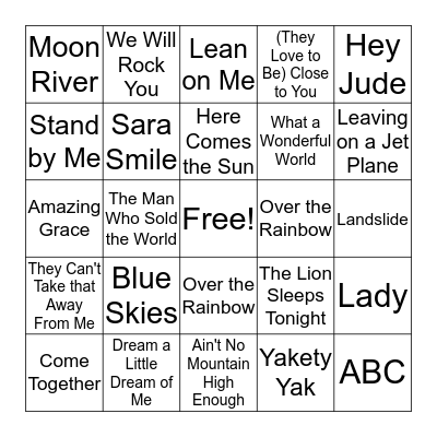 Music Bingo Card