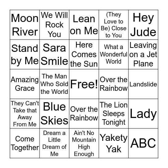 Music Bingo Card