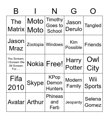 BINGO! BINGO! BINGO! Bingo Card