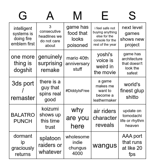 direct 9.12.25 Bingo Card