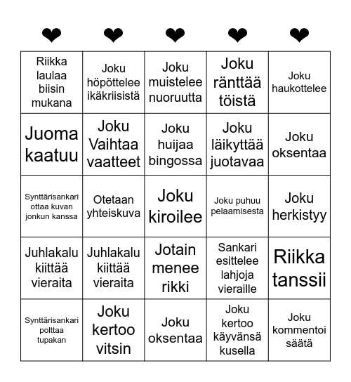 Synttäribingo Card