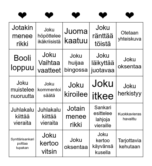 Synttäribingo Card