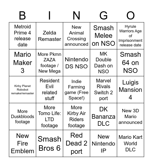 nin direct 9/12/25 Bingo Card