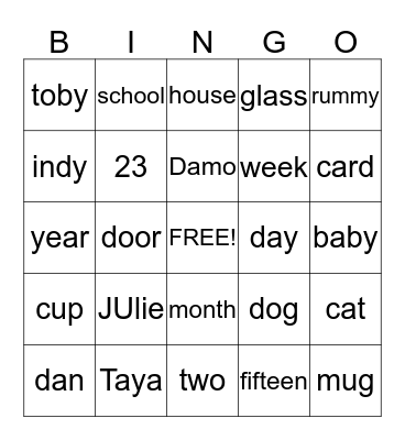 Untitled Bingo Card