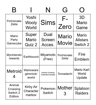 Direct Sep 12th Bingo Card