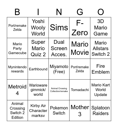 Direct Sep 12th Bingo Card