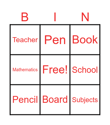 Education Bingo Card