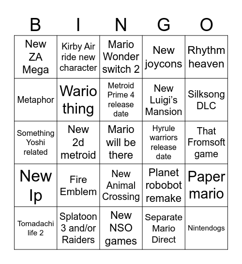 Friday Direct Bingo Card