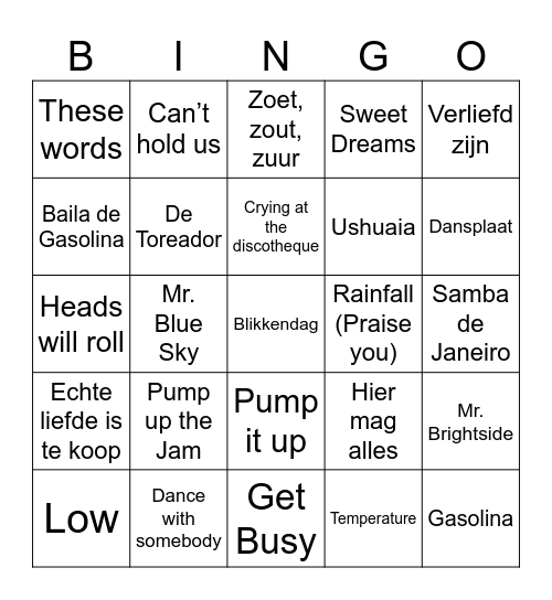 VEENSE Bingo Card
