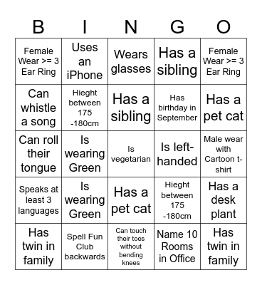 YSQ Human Bingo Card
