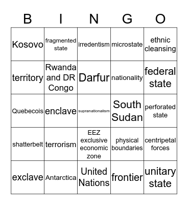 Political & Ethnicity Bingo Card