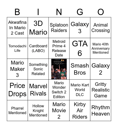 Nintendo Direct Bingo Card