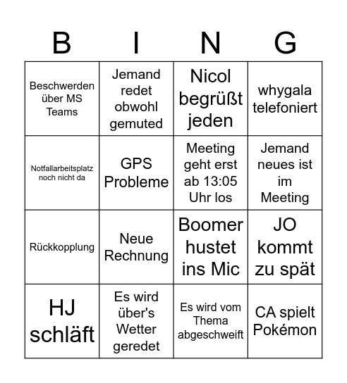 WTG PNA Meeting Bingo Card