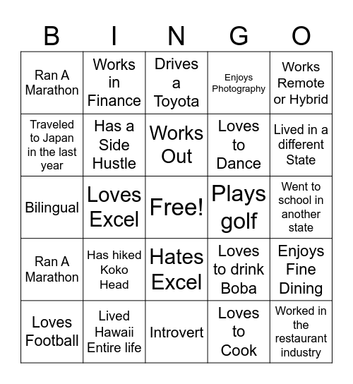 SPIRIT OF ALOHA NETWORKING BINGO Card