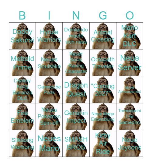 Nintendo Direct 12.09.25 Bingo Card