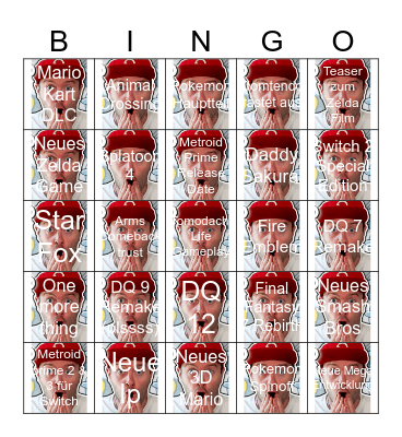 Nintendo Direct 12.9.25 Bingo Card