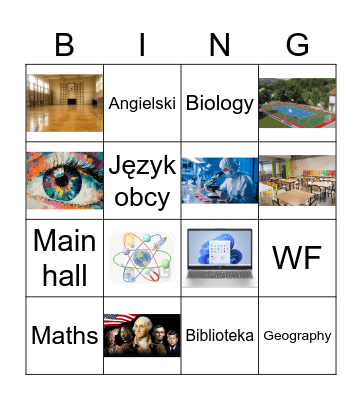 School Bingo Card