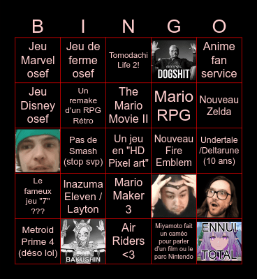 Nintendo Direct 12/09/2025 Bingo Card